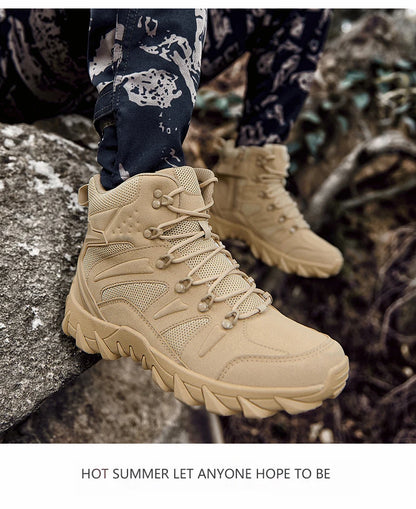 Men's casual tactical boots, lightweight, side zipper