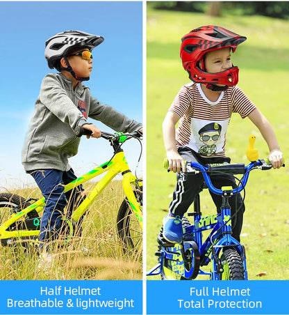 ROCKBROS Child Cycling Helmet, Impact Resistant Detachable Full Face Helmet