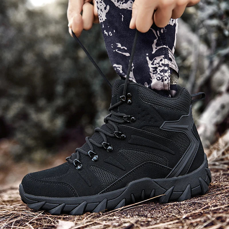 Men's casual tactical boots, lightweight, side zipper
