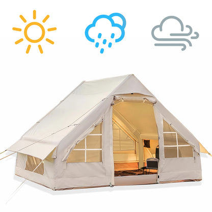 4-6 Person House Instant Glamping Camping Tents, House Oxford Fabric Inflatable Camping Tent With Storage Bag