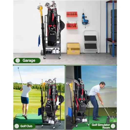 Golf Bags Garage Organizer - Golf Bag Stand Fits Single Golf and Golf Equipment Accessories