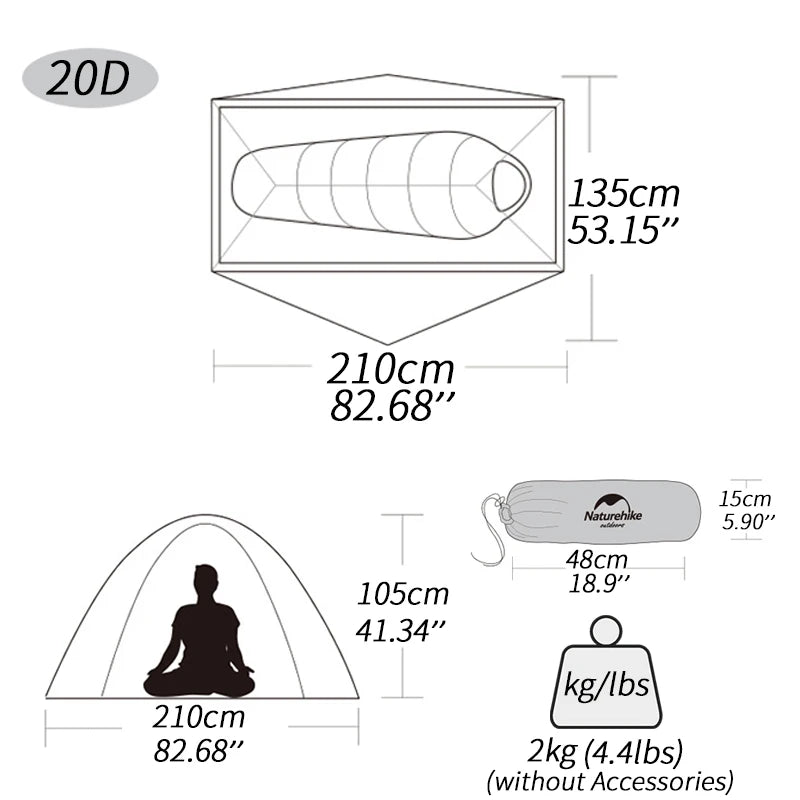 Naturehike Cycling Tent 20D Single Person Ultralight Outdoor Camping, Climbing Waterproof Tents