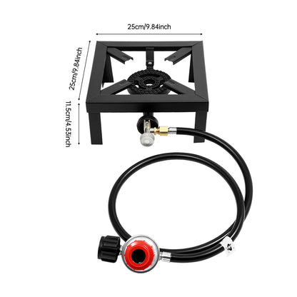 Portable Double Burner Outdoor Gas Stove, Propane Cooker with Adjustable 0-10Psi Regulator Hose for Patio, Camping, BBQ, Home