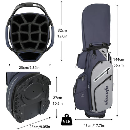 PU Leather Lightweight Men/Women Golf Bag, Multiple 10 Pockets, 14-Way Dividers,Cooler Pouch Golf Cart Bag