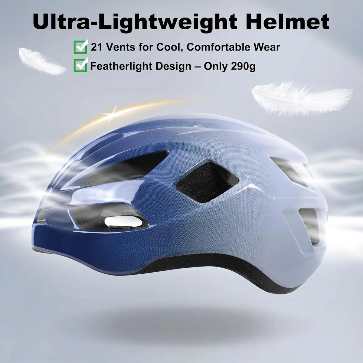 Adult Bike Helmet with LED Light & Magnetic Goggles, Adjustable Fit, 22.8-24.4 Inches, USB Charging Included