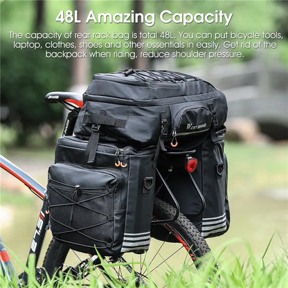 WEST BIKING Bicycle Rear Seat Bag, Waterproof Bike Pannier Bag, Multifunctional Bike Storage Bag