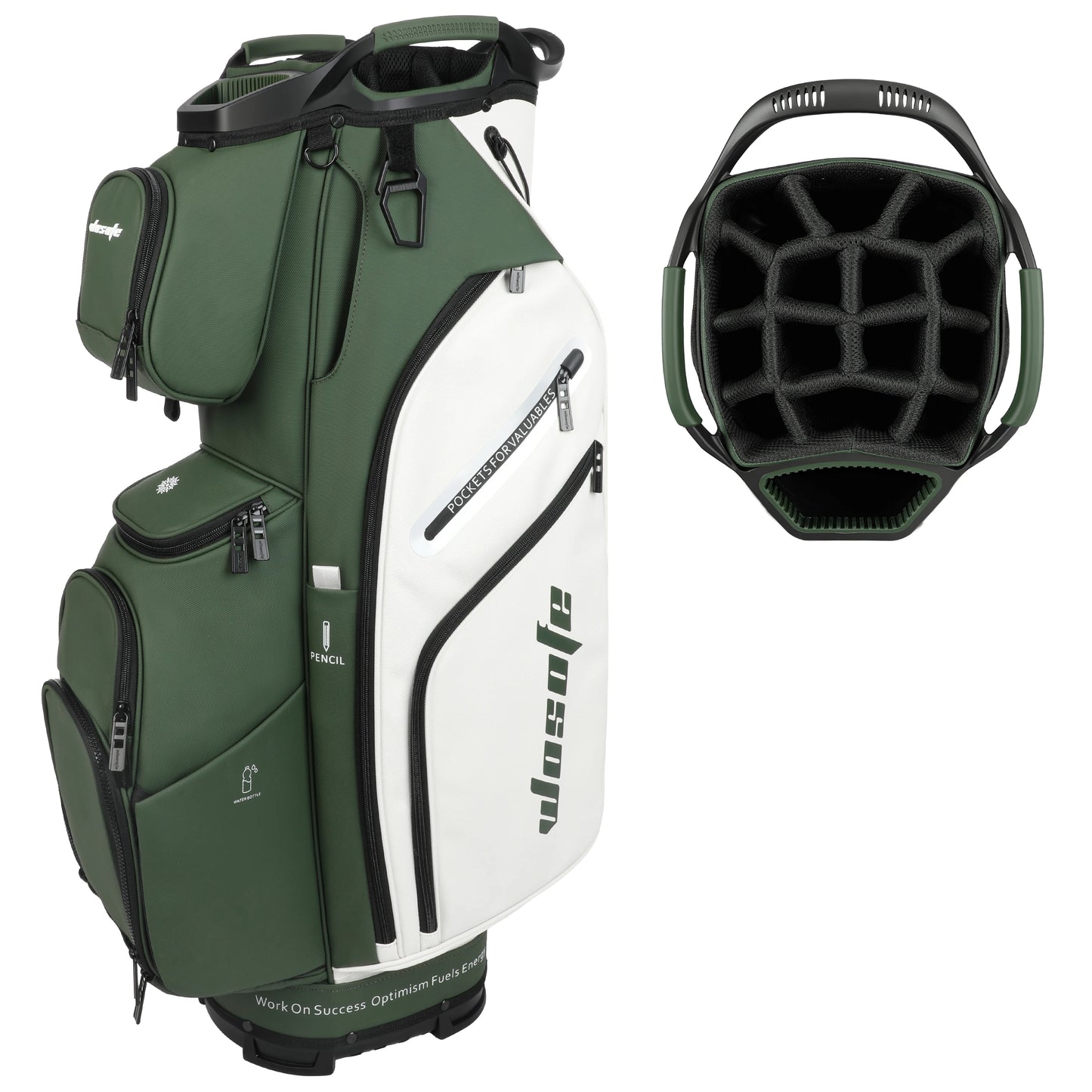PU Leather Lightweight Men/Women Golf Bag, Multiple 10 Pockets, 14-Way Dividers,Cooler Pouch Golf Cart Bag