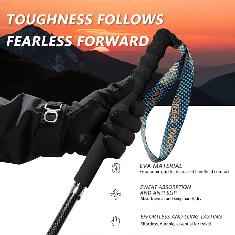Carbon City Walking Running Sticks, Lightweight T800 Carbon Fiber Collapsible Telescopic Pole