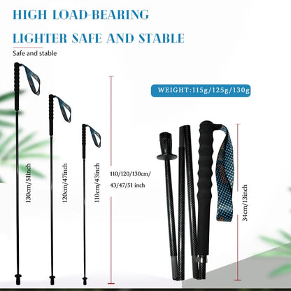 Carbon City Walking Running Sticks, Lightweight T800 Carbon Fiber Collapsible Telescopic Pole