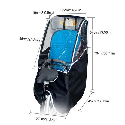 Bicycle Child Seat With Rain Cover, Waterproof and Windproof