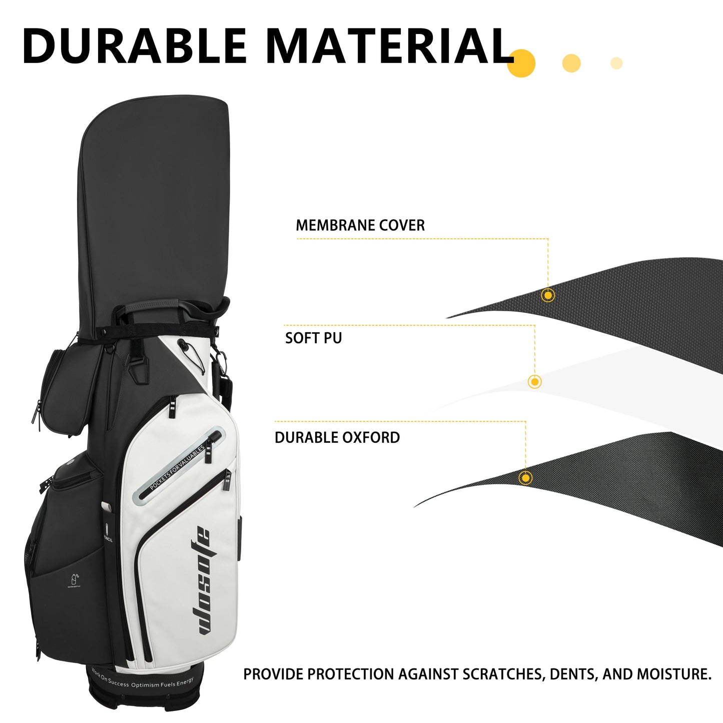 PU Leather Lightweight Men/Women Golf Bag, Multiple 10 Pockets, 14-Way Dividers,Cooler Pouch Golf Cart Bag