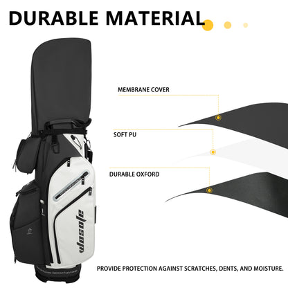 PU Leather Lightweight Men/Women Golf Bag, Multiple 10 Pockets, 14-Way Dividers,Cooler Pouch Golf Cart Bag
