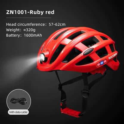 ROCKBROS Cycling Light Helmet, USB Charging Electric LED Front Light Helmet For Night Cycling