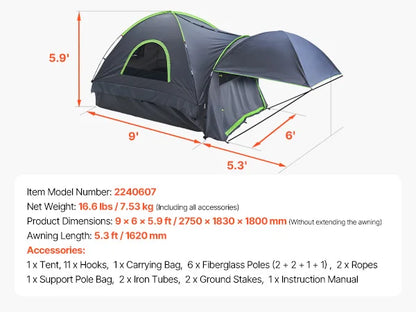 SucceBuy Pickup Truck Tent for Camping, Waterproof PU2000 2-3 Person Truck Bed Tent with Expandable Awning