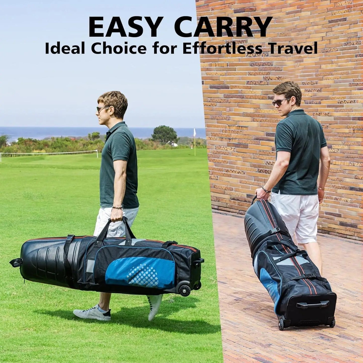Golf Travel Bags for Airlines with Wheels, Hard Case Top and 1680D Heavy Duty Oxford Protect Golf Clubs