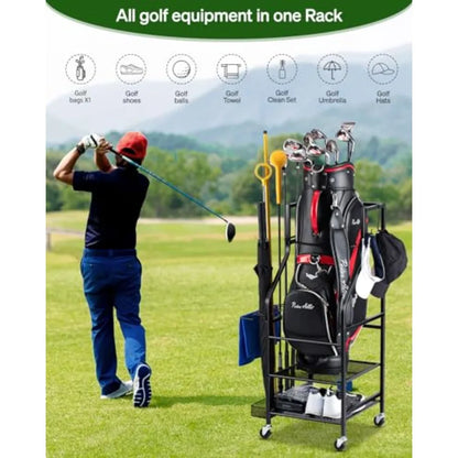 Golf Bags Garage Organizer - Golf Bag Stand Fits Single Golf and Golf Equipment Accessories