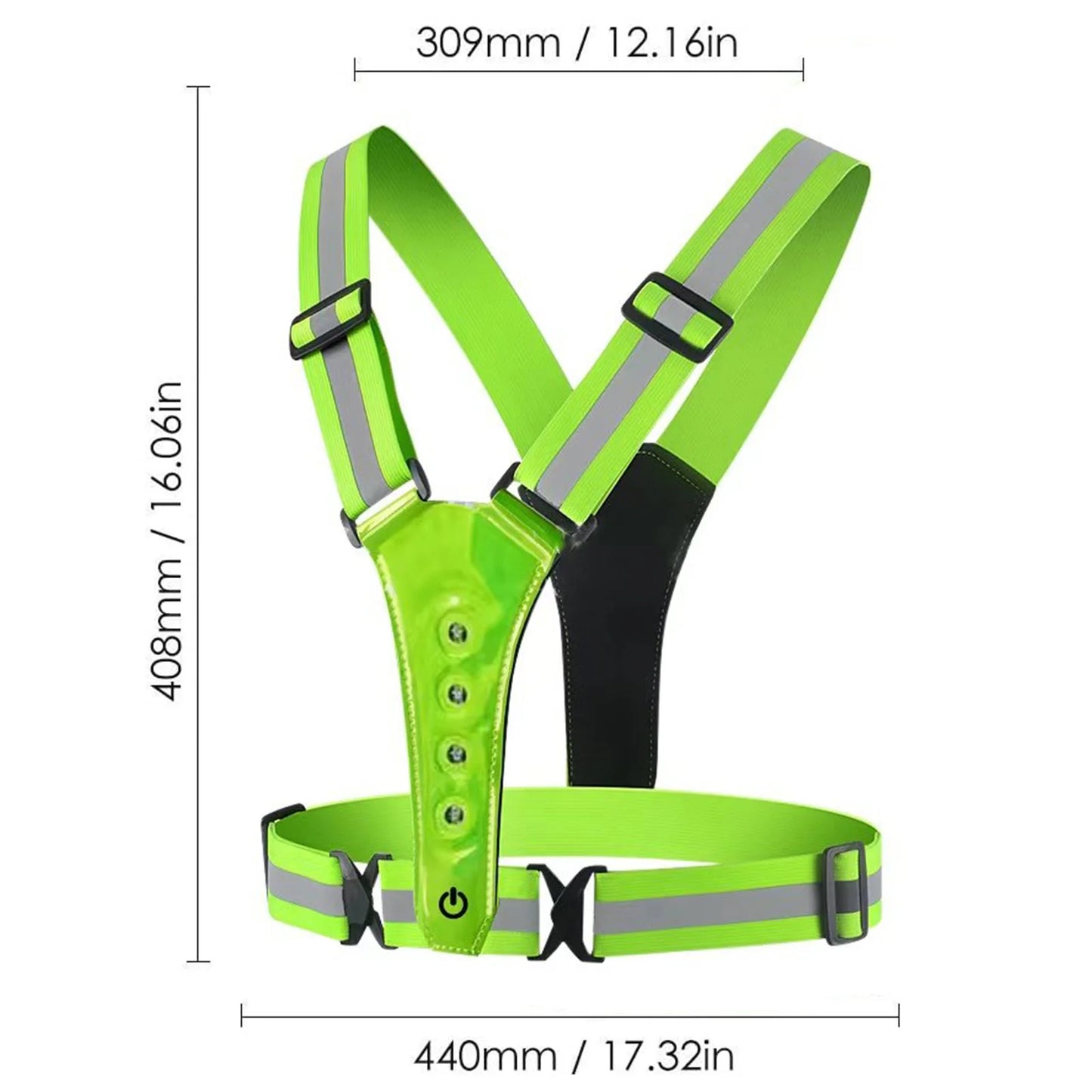 LED Cycling Vest, Sports High Visibility Outdoor Running, Cycling Reflective Safety Vest, Adjustable Elastic Strap Reflective Belt