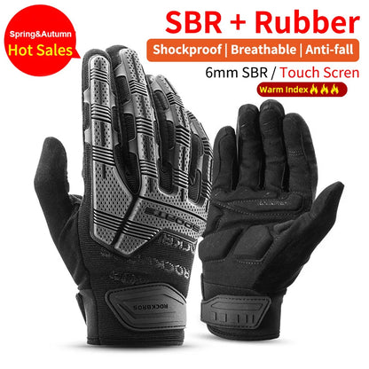 ROCKBROS Cycling Gloves, Thickened Pad Shockproof, Breathable