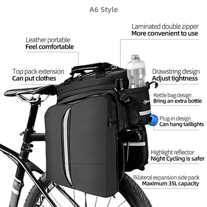 ROCKBROS Bicycle Carrier Bag, Waterproof 35L Large Capacity Pannier Rear Rack Shelf Bag
