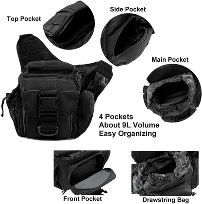 Outdoor Men Tactical Shoulder Bag, Fishing EDC Sling Bag