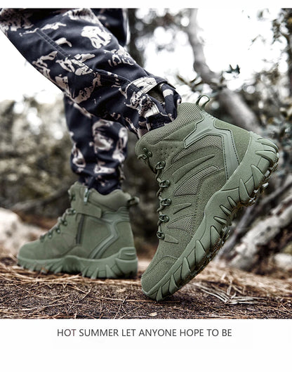 Men's casual tactical boots, lightweight, side zipper