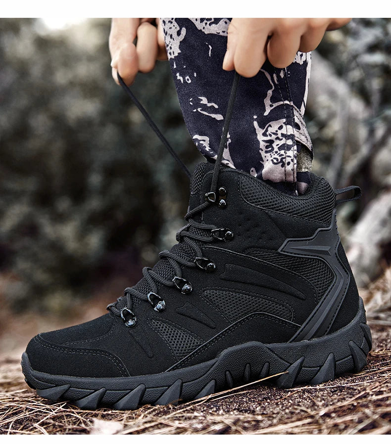 Men's casual tactical boots, lightweight, side zipper