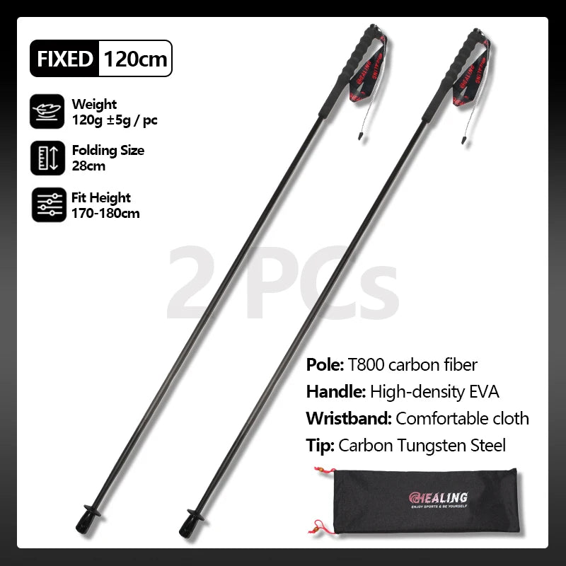 Local+ 2PCs Trekking Poles, Carbon Fiber 115g Ultra-Light Hiking Poles