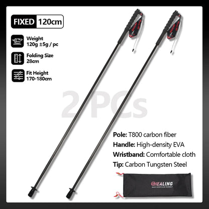 Local+ 2PCs Trekking Poles, Carbon Fiber 115g Ultra-Light Hiking Poles