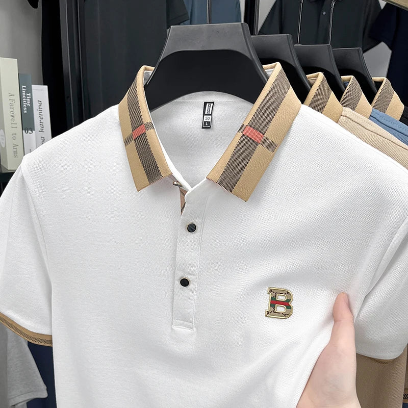 Summer men's golf fashion short sleeved polo shirt, breathable