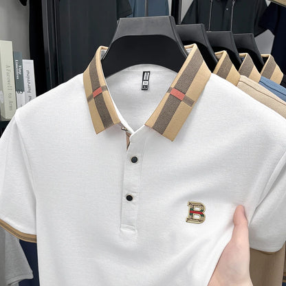 Summer men's golf fashion short sleeved polo shirt, breathable