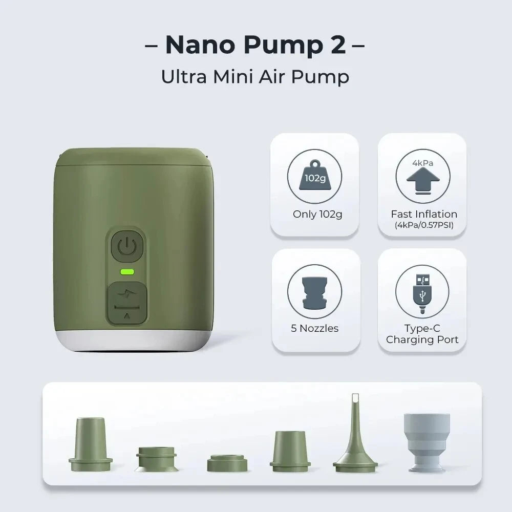 WESTTUNE Tiny Air Pump with Camping Lantern, 4.5kPa Air Pump with Magnetic Design for Inflatable Air Mattress  or Sleeping Pads