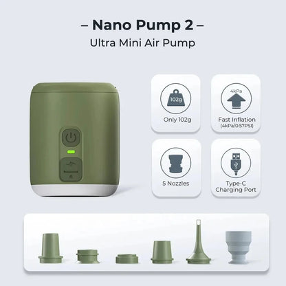 WESTTUNE Tiny Air Pump with Camping Lantern, 4.5kPa Air Pump with Magnetic Design for Inflatable Air Mattress  or Sleeping Pads