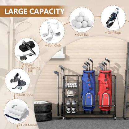Golf Bag Storage with Big Capacity Organizer for Golf Bag and Equipment