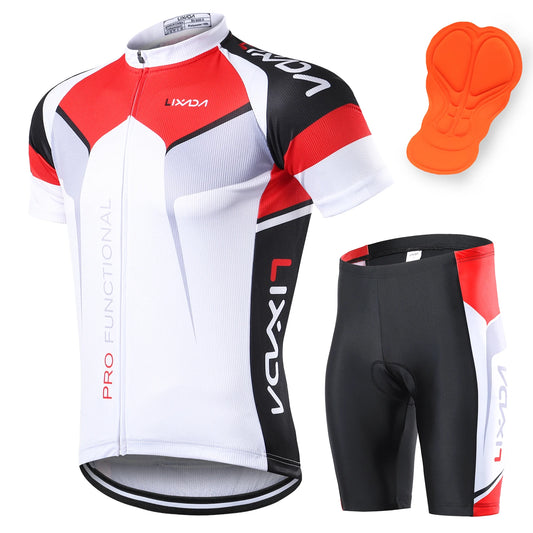 Men Breathable Quick Dry Comfortable Short Sleeve Jersey + Padded Cycle Shorts