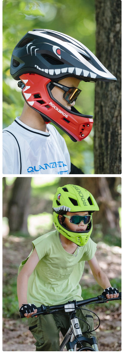 ROCKBROS Child Cycling Helmet, Impact Resistant Detachable Full Face Helmet