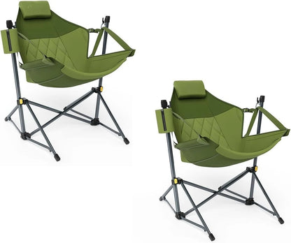 Hammock Camping Chair with Adjustable Backrest, Heavy Duty Folding Hammock Chair Supports 300 lbs.