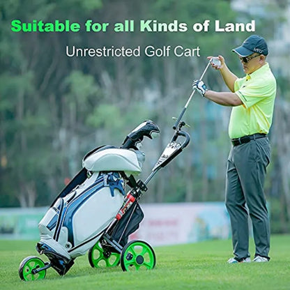 Golf Push Cart for Golf Clubs and Bag, 3-Wheel Folding Design with Scorecard, Phone Holder and Storage Bag