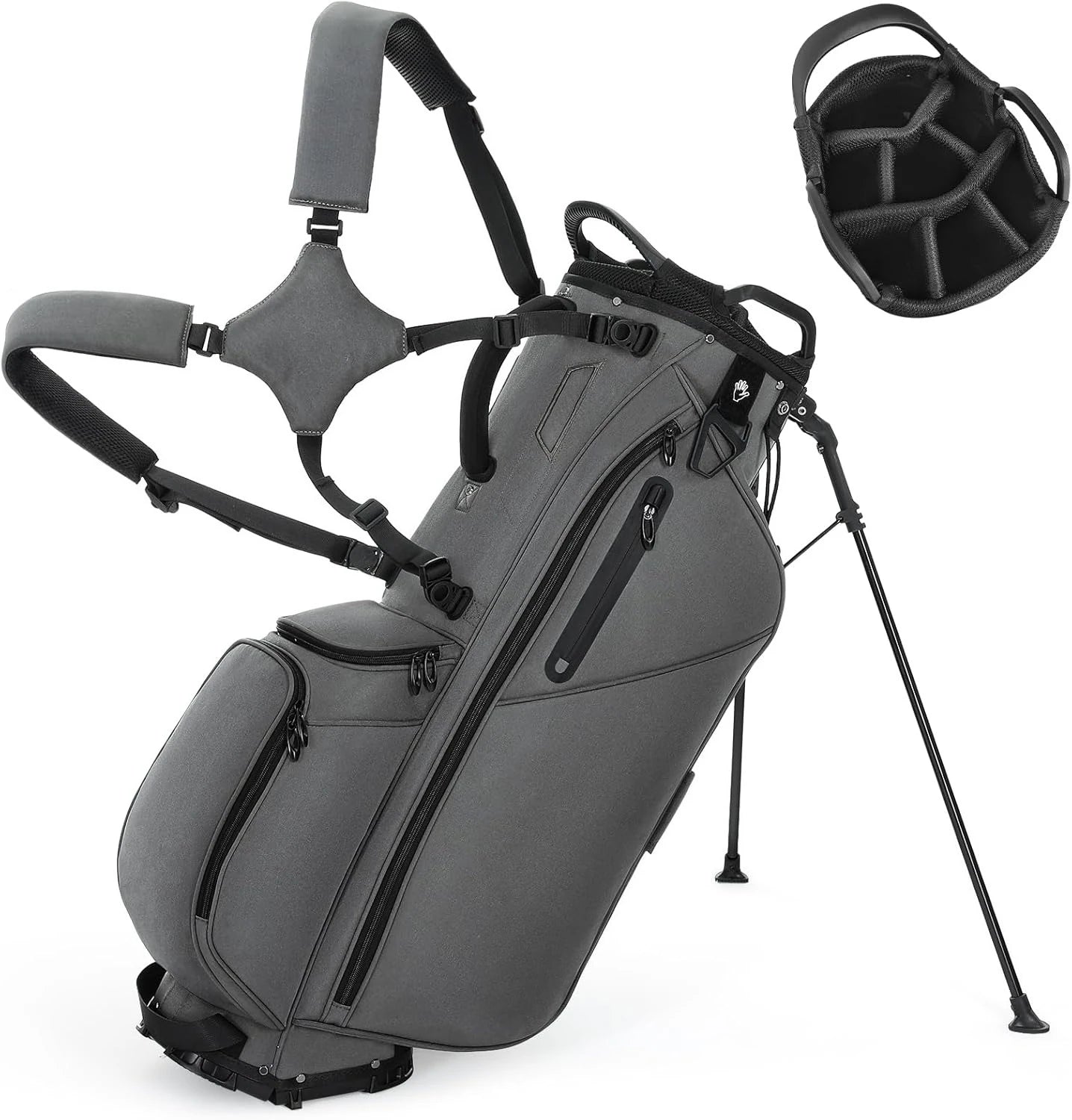 Golf Stand Bag, Lightweight Golf Bags with 7 Way Full-Length Dividers, Weather-Resistant, Cooler Pockets