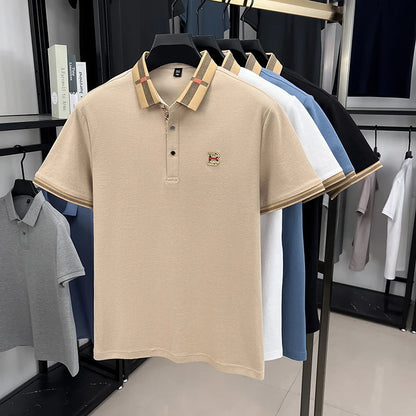 Summer men's golf fashion short sleeved polo shirt, breathable