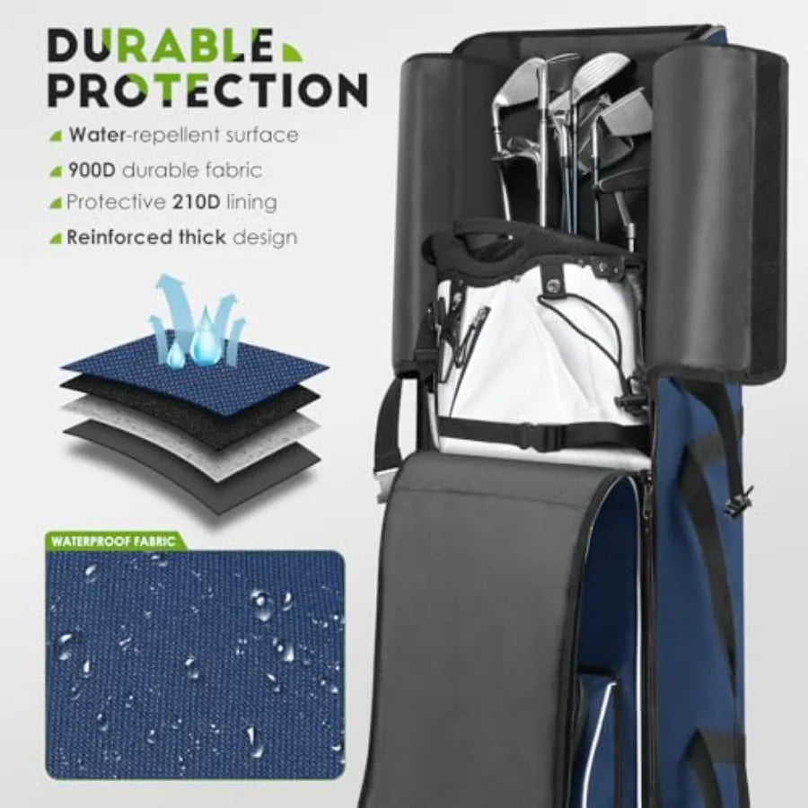 Golf Travel Bag for Airlines, 900D Heavy Duty Oxford Golf Travel Case with Wheels.