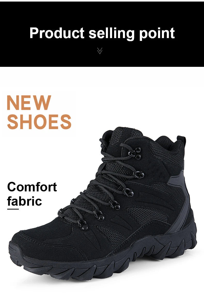 Men's casual tactical boots, lightweight, side zipper