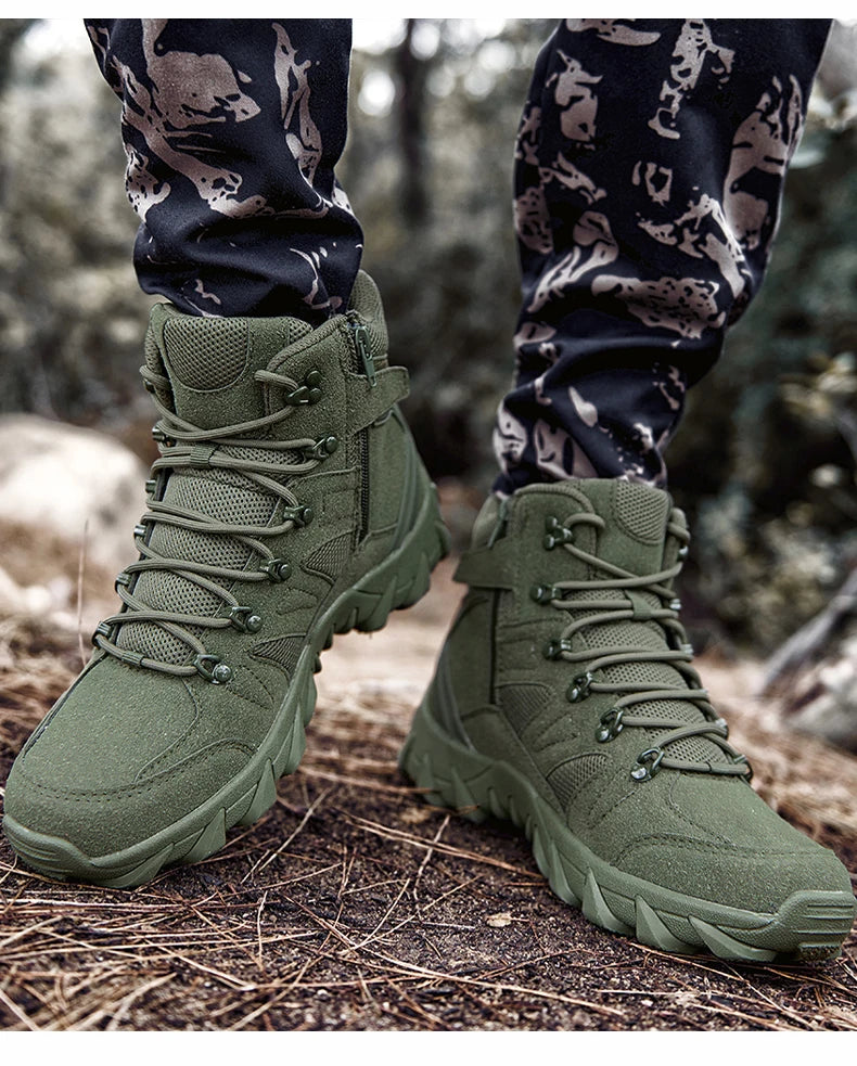 Men's casual tactical boots, lightweight, side zipper