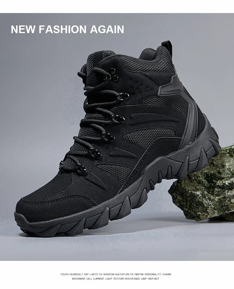 Men's casual tactical boots, lightweight, side zipper