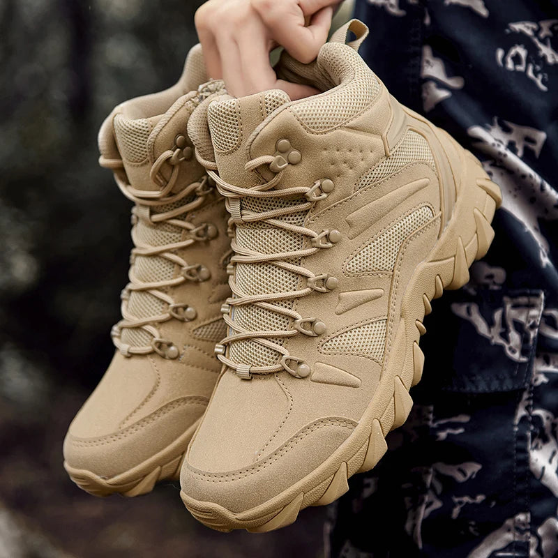Men's casual tactical boots, lightweight, side zipper