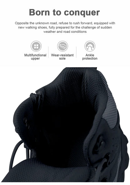 Men's casual tactical boots, lightweight, side zipper