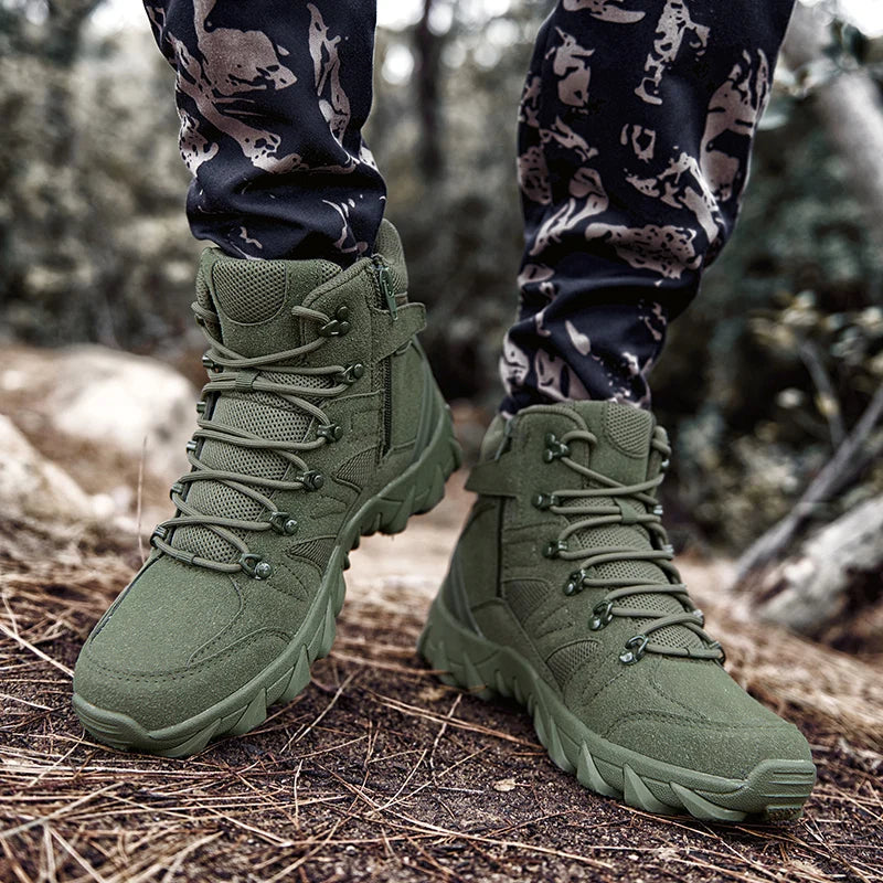 Men's casual tactical boots, lightweight, side zipper