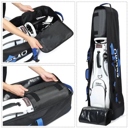 Golf Travel Bag, Full-Open Protective Wheeled Airline-Approved Case for Clubs, Cart Stand Bag Soft-Sided Waterproof Cover in Black