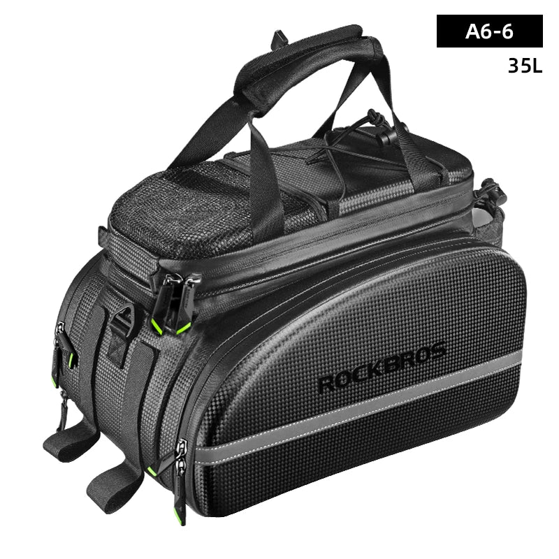 ROCKBROS Bicycle Carrier Bag, Waterproof 35L Large Capacity Pannier Rear Rack Shelf Bag