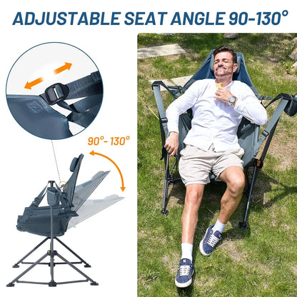 Hammock Camping Chair with Adjustable Backrest, Heavy Duty Folding Hammock Chair Supports 300 lbs.