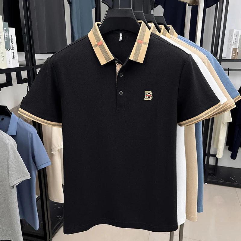 Summer men's golf fashion short sleeved polo shirt, breathable